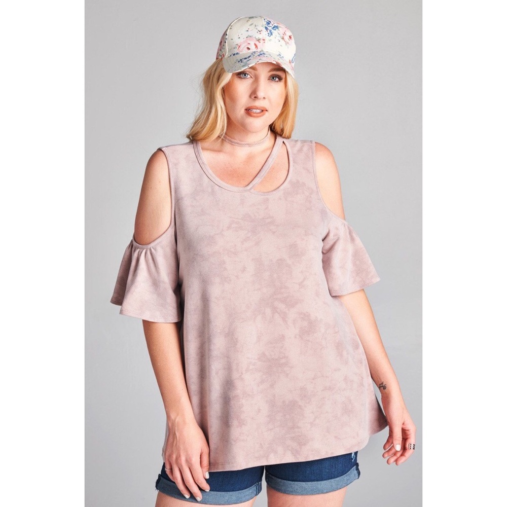 Mauve Vintage Cold Shoulder Top